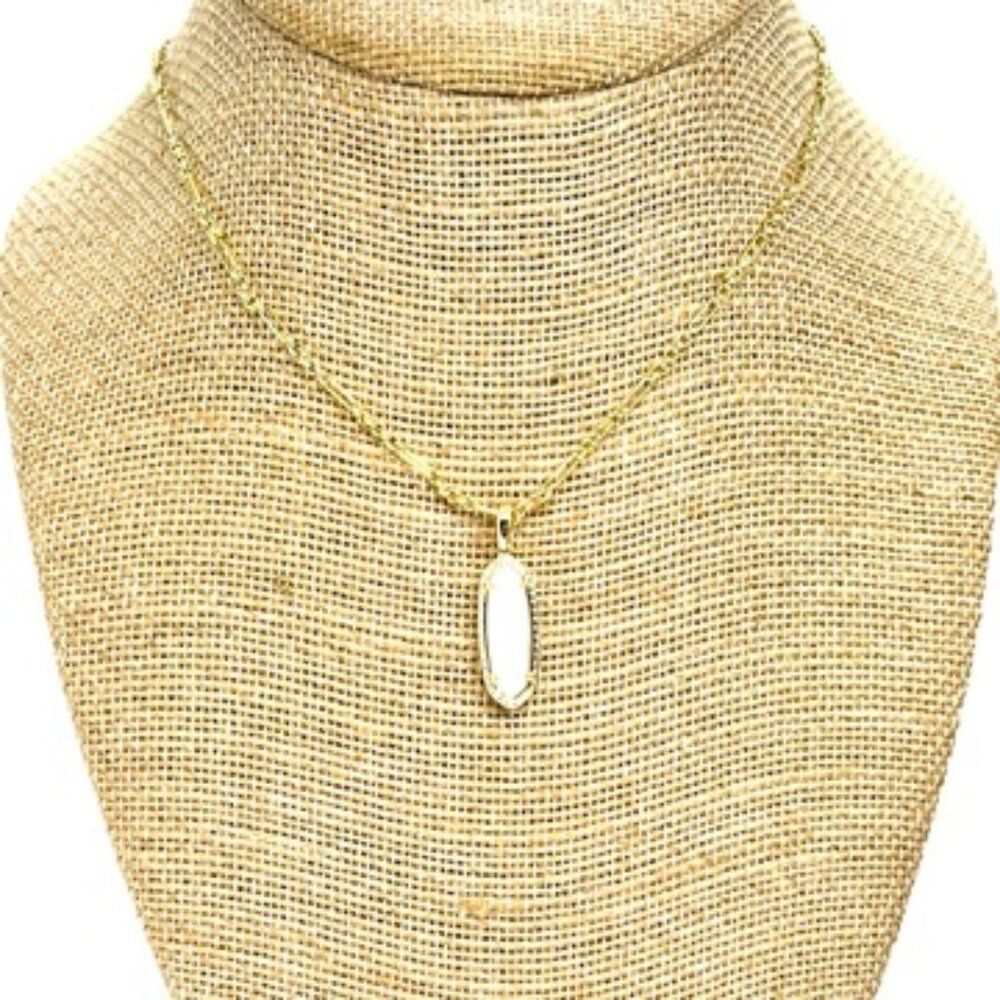 KENDRA SCOTT NECKLACE White Mother Of Pearl Gold Pendant 16” 2” Extender